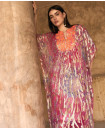 Silk jacquard embroidered kaftan 